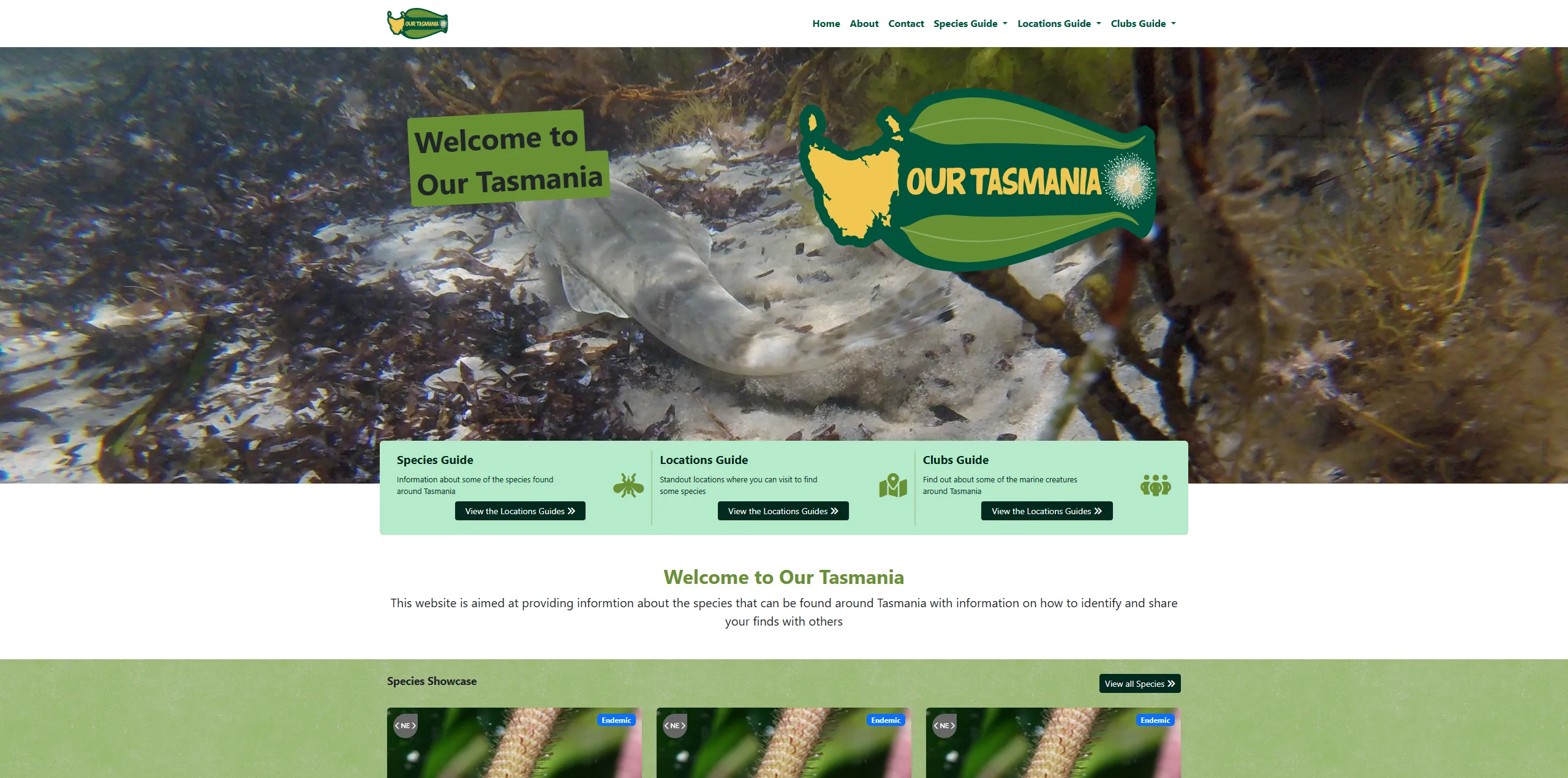 Screen shot of the Our Tasmania website in development